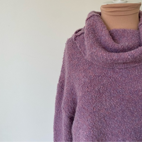 Free People Stormy Lavender Purple Boucle Knit Wool Blend Pullover Sweater EUC S - Picture 8 of 11
